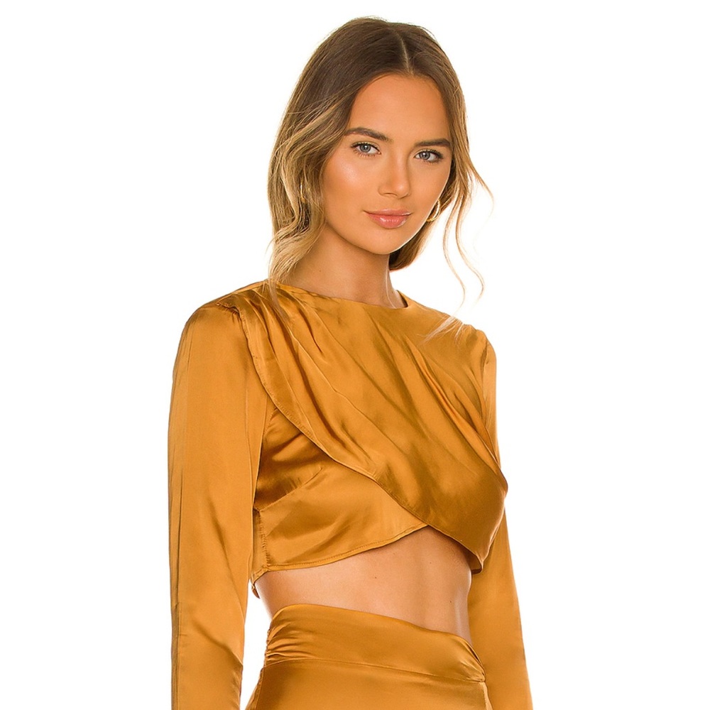 House of Harlow 1960 x REVOLVE | Jayan Satin Crop Top Deep Gold Women's Size S